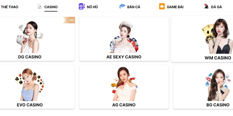 Danh sách các sảnh casino siêu “chất” của nhà cái OK9